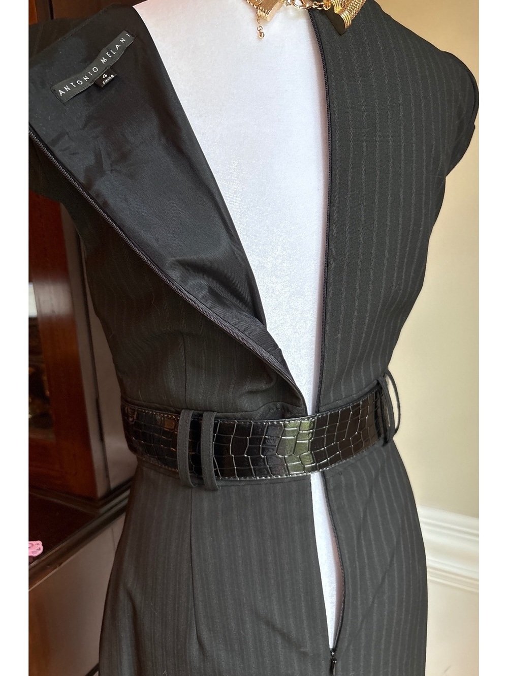 Antonio Melani Black Belted Dress 4 - Picture 6 of 9